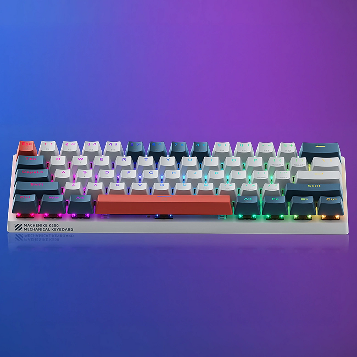 Ενσύρματο Πληκτρολόγιο Gaming USB Machenike K500-B61 Μηχανικό, RGB, Πίσω Φωτισμός Κόκκινο, Λευκό Μπλε