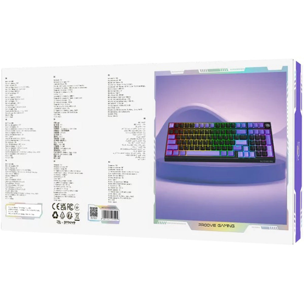 Ασύρματο Gaming Πληκτρολόγιο Proove Slicker Pro, RGB, BT / Wi-Fi / Ενσύρματο, 1.8m, Μαύρο WKSLPEN22416