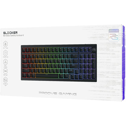 Proove Slicker Wireless Gaming Keyboard, RGB, BT / Wi-Fi / Wired, 1.8m, Black WKSLEN00022401