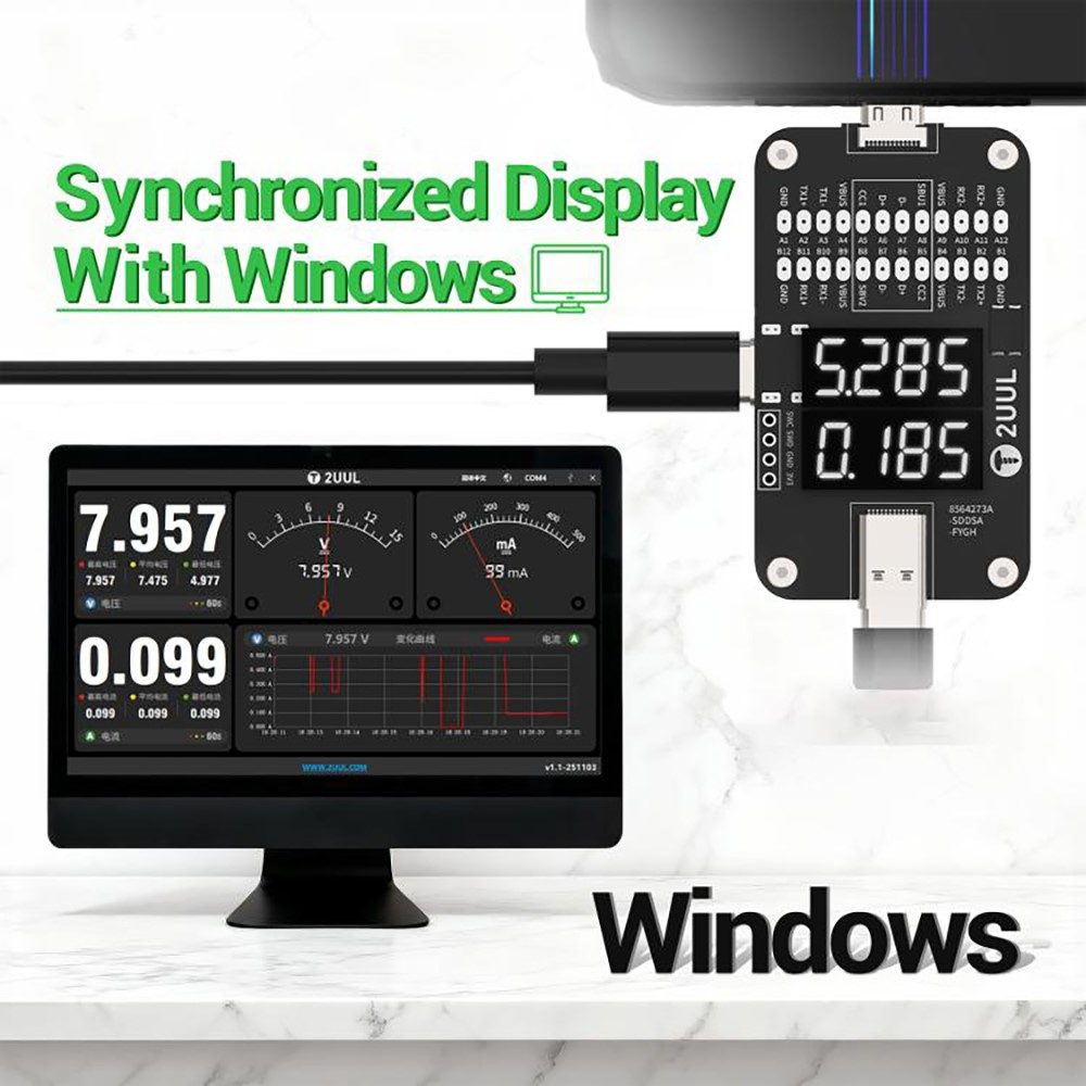 Tester Τάσης 2UUL PW32, USB-C