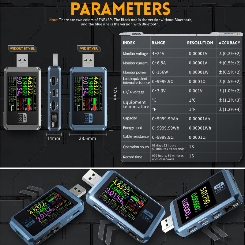 Tester Τάσης Fnirsi FNB48P, 156W, 24V