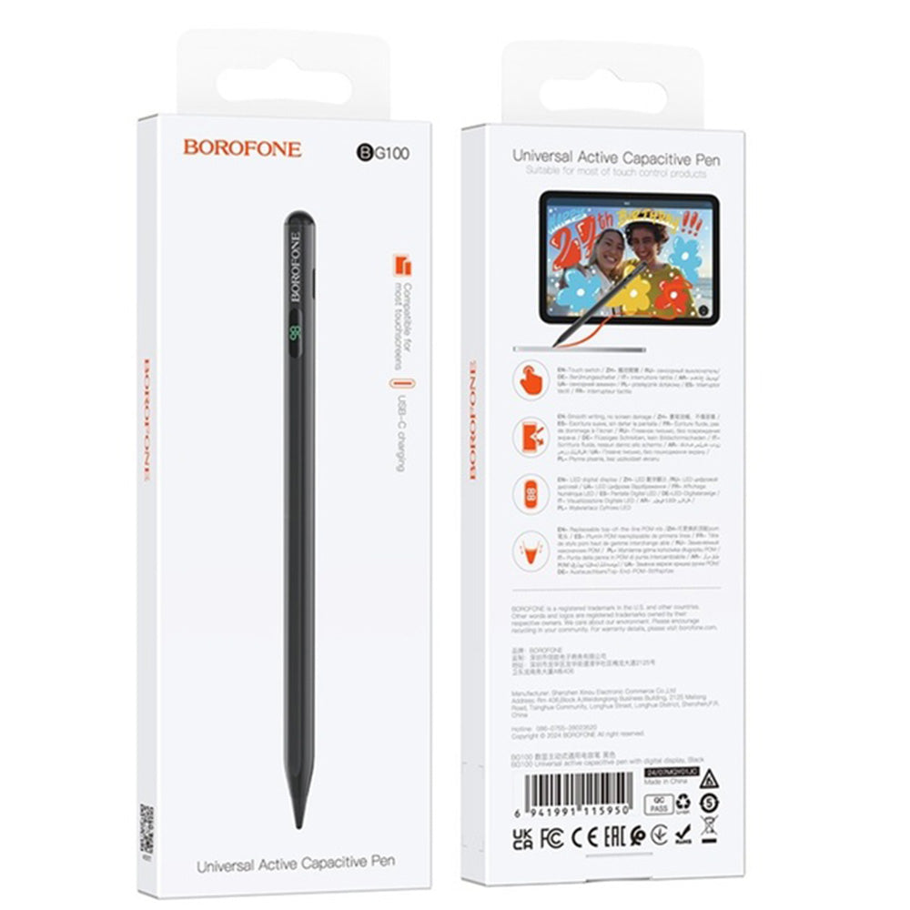 Touch Pen Borofone BG100 για Apple iPad Series, Ενεργή Έκδοση, Μαύρο